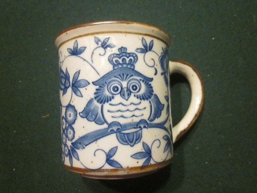 Vtg owl mug cup speckled - owl,